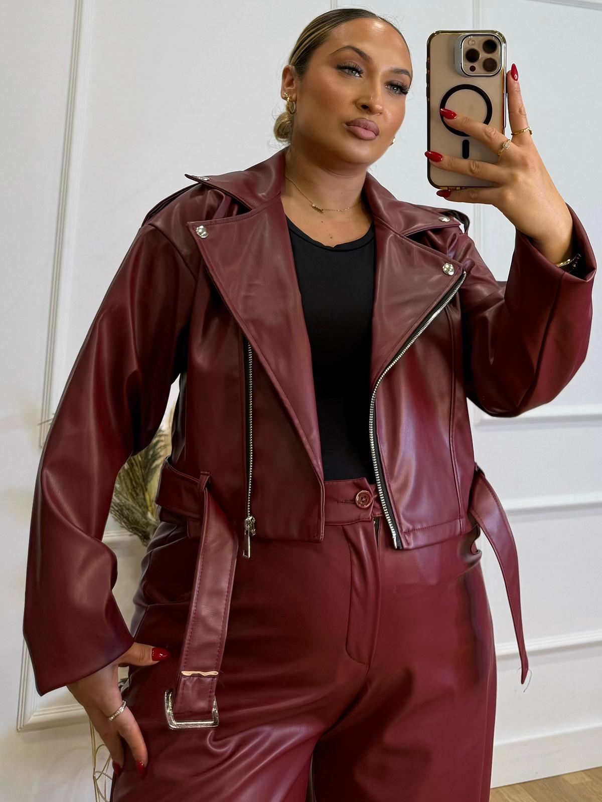 Chaqueta Cuero Cruzada